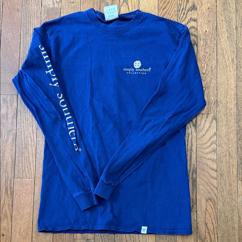Simply Southern Women's Long Sleeve Tee - Royal Blue with White Logo